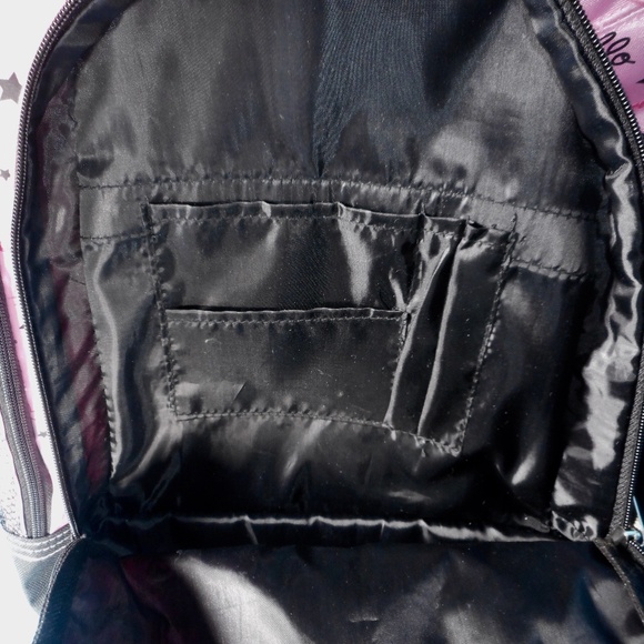 Hello Kitty Sanrio Light Pink Black Backpack Hearts Stars School Embroidered - Picture 5 of 14